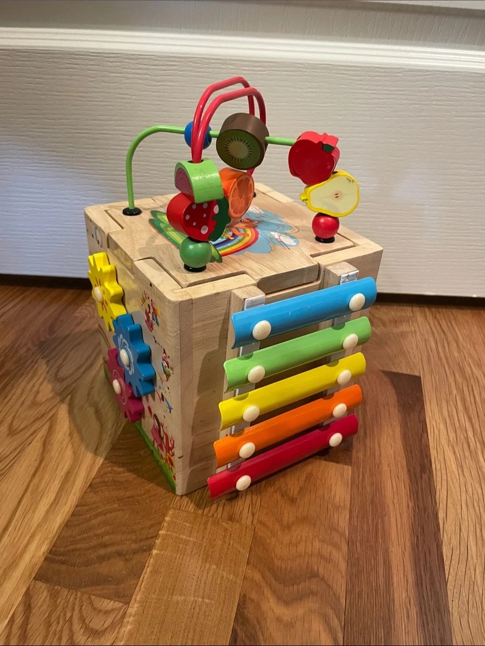 Multicolor Wooden Activity Cube Toy for Kids